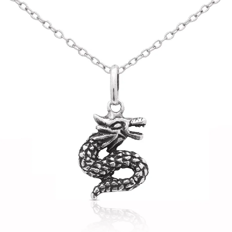 personalized gold necklace for mothers -Molly and Emma Sterling Silver Dragon Necklace