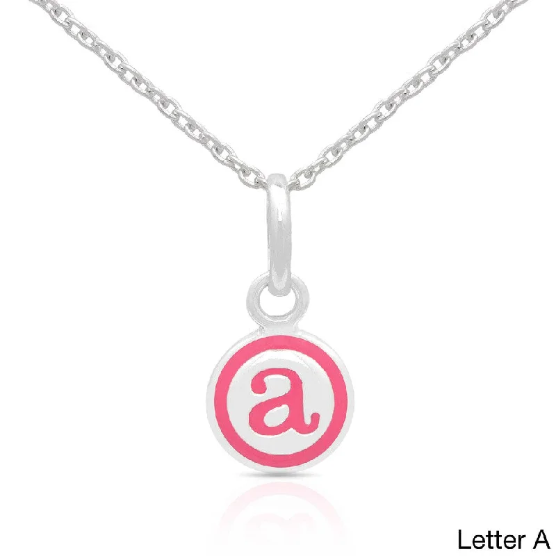 diamond pendant necklace for special occasions -Molly and Emma Sterling Silver Pink Enamel A to Z Option Initial Necklaces