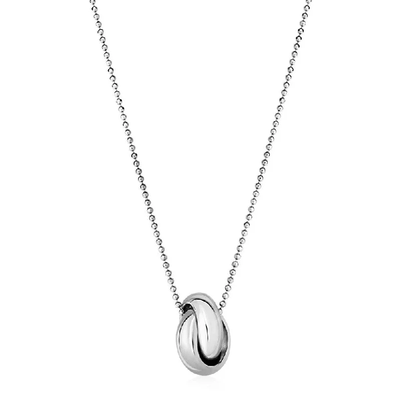 simple silver necklace for women -Pendant with Polished Interlocking Ring in Sterling Silver