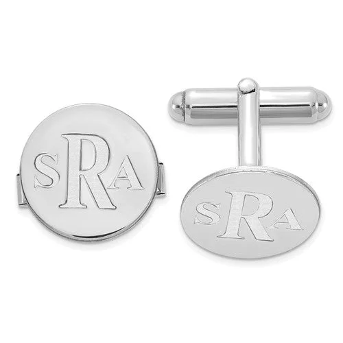 personalized photo necklace for gifts -Recessed Letters Circle Monogram Round Cuff Links