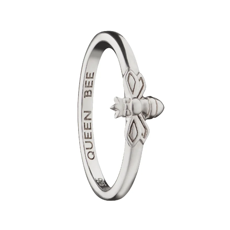 trendy layered necklace for women -"Queen Bee" Poesy Sterling Silver Stackable Ring