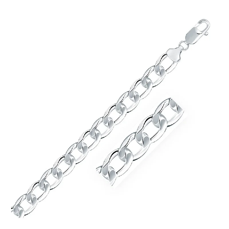 classic gold necklace for women -Rhodium Plated 8.4mm Sterling Silver Curb Style Chain