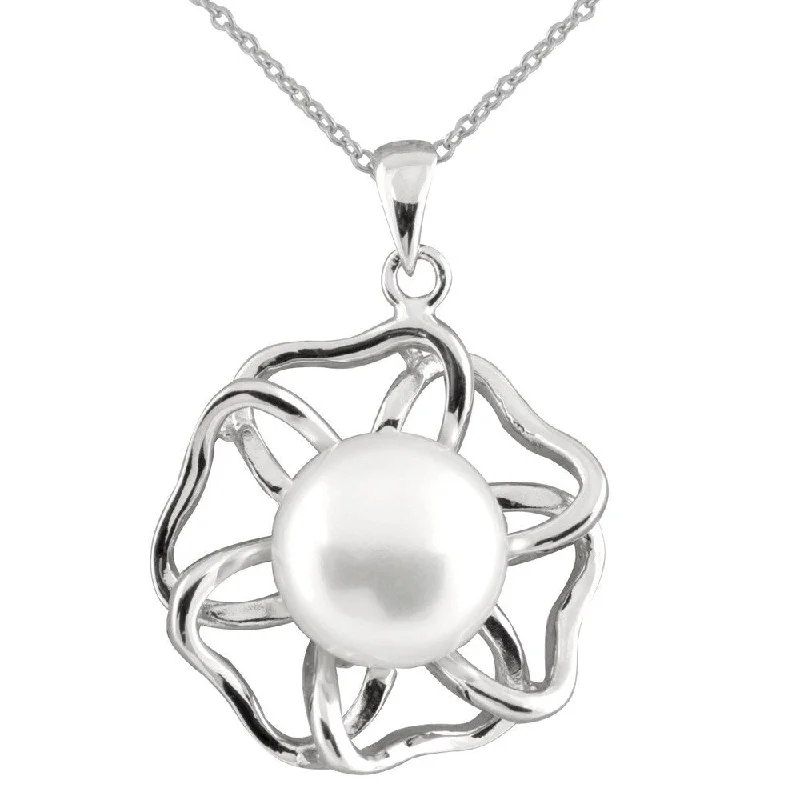 trendy gold necklace for fashion lovers -Sterling Silver Pearl Pendant