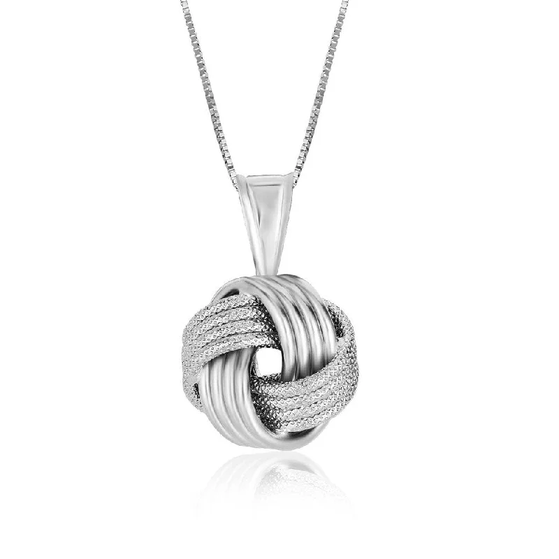 custom letter necklace for girls -Sterling Silver Pendant with a Ridge Textured Love Knot Design