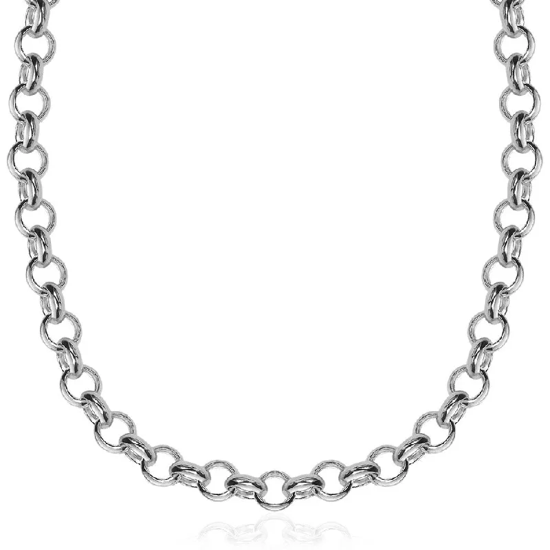 stylish necklace for men -Sterling Silver Rhodium Plated Classic Rolo Chain Necklace