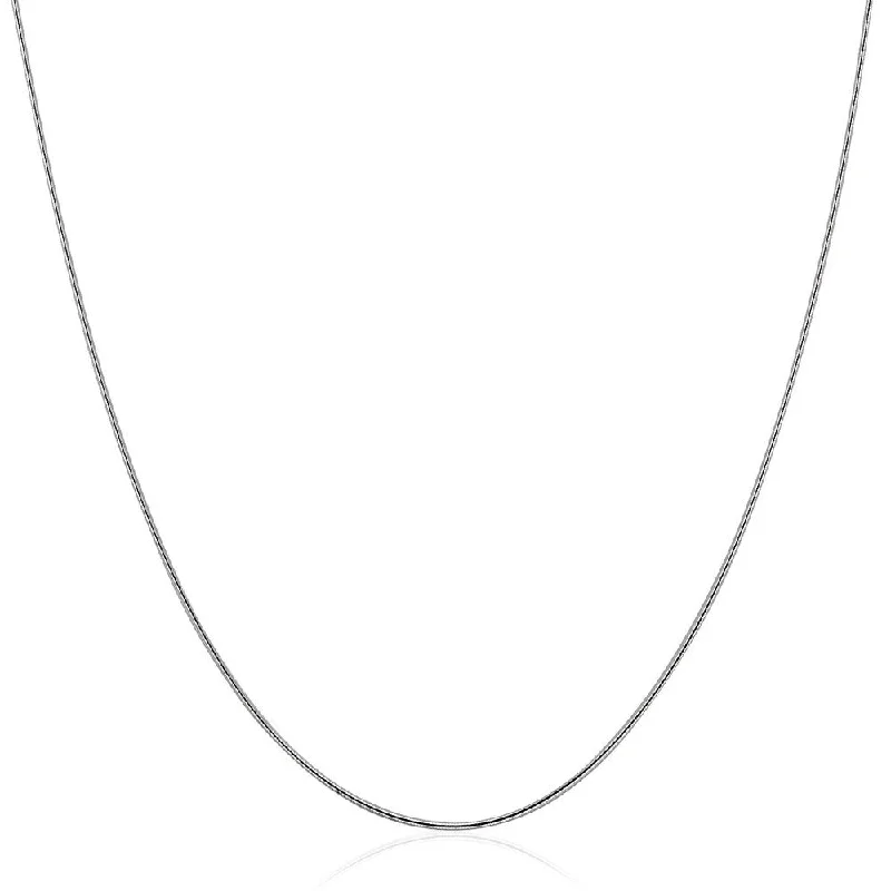 sterling silver chain necklace for men -Sterling Silver Round Omega Style Chain Necklace with Rhodium Plating (1.25mm)