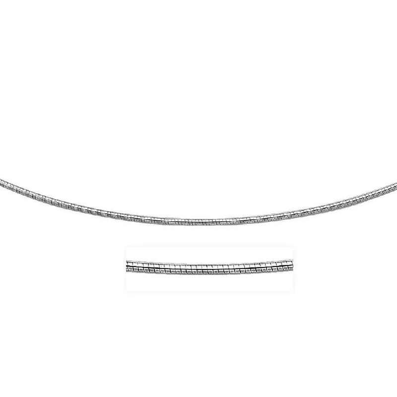 trendy necklace for everyday wear -Sterling Silver Round Omega Style Chain Necklace with Rhodium Plating (1.55mm)