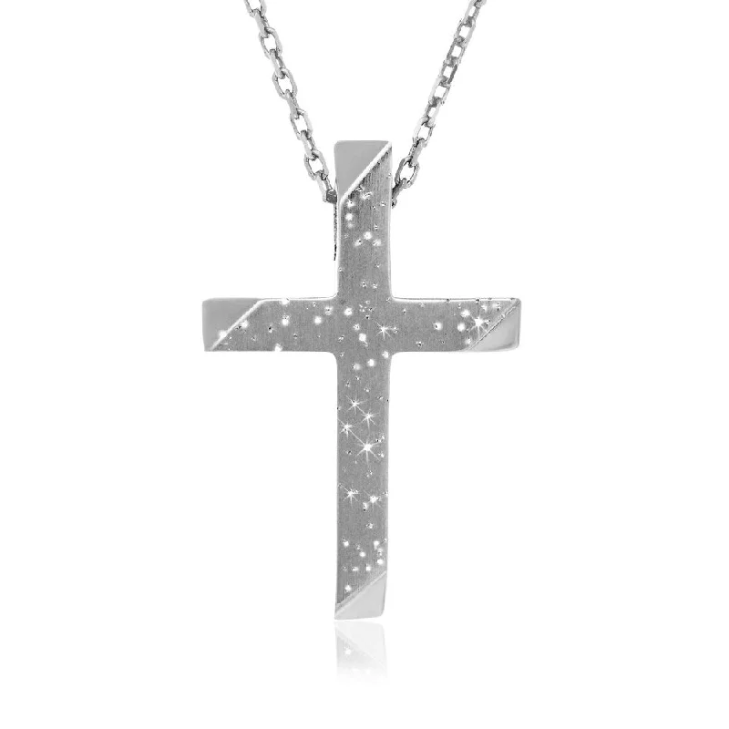 antique style necklace for women -Sterling Silver Stardust Crucifix Pendant