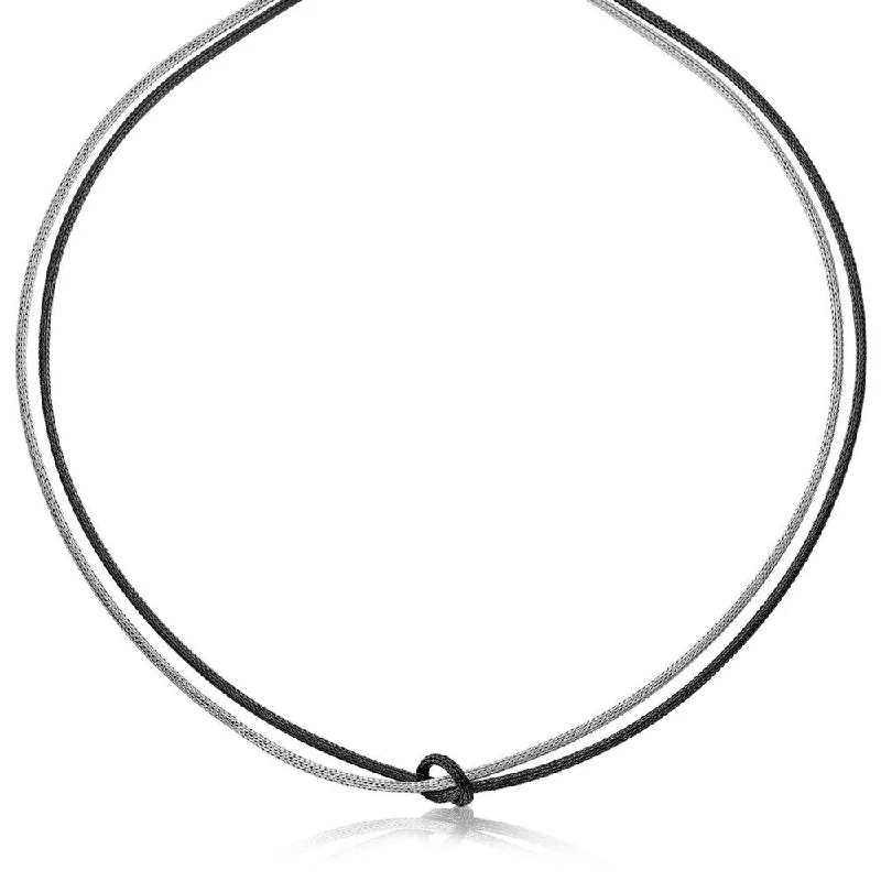 infinity symbol necklace for couples -Sterling Silver Wheat Knot Design Necklace with Rhodium and Ruthenium Plating