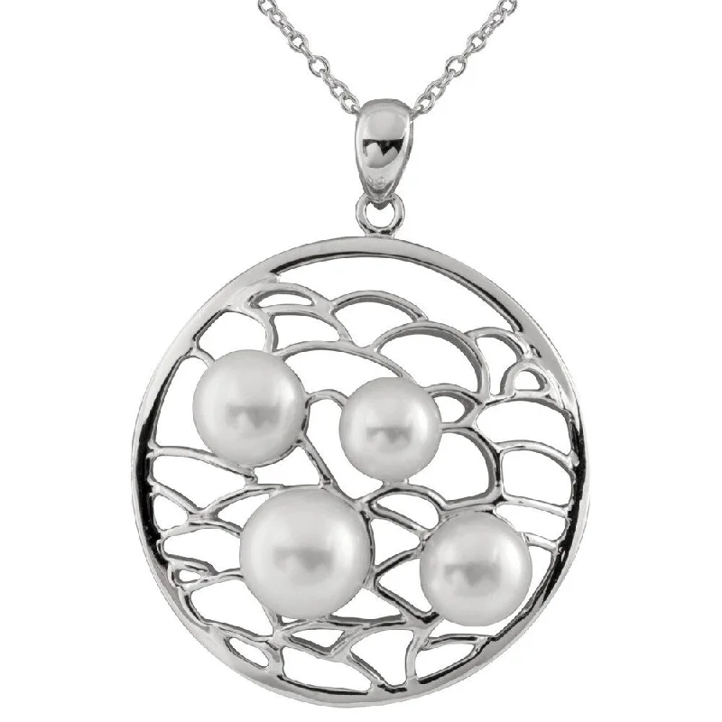 crystal pendant necklace for special events -Sterling Silver White Pearl Shield Pendant