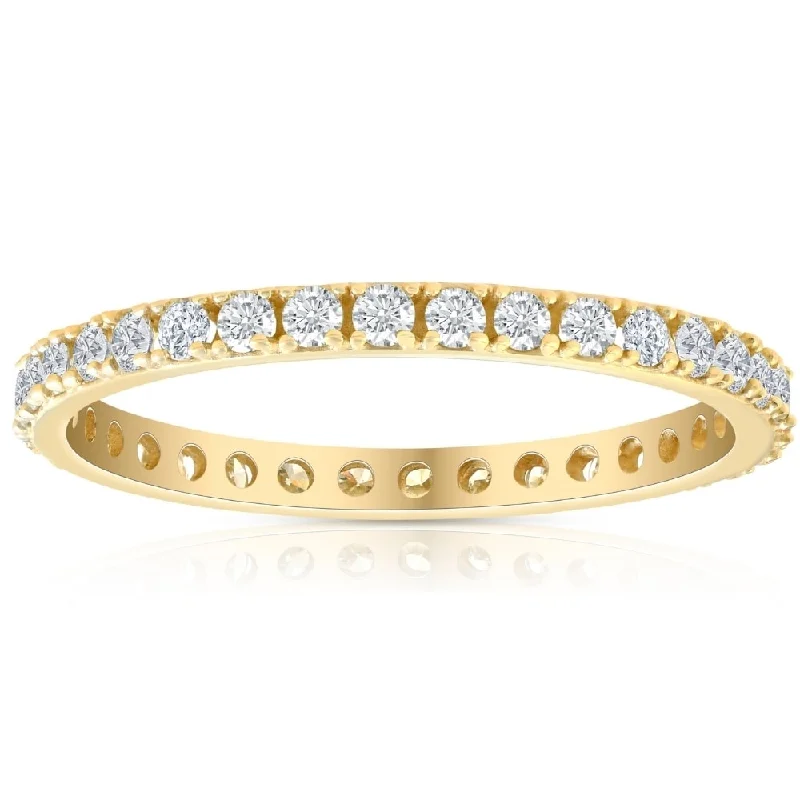 matching rings for couples -1/2 Ct Diamond Eternity Ring 10k Yellow Gold Womens Stackable Anniversary Band