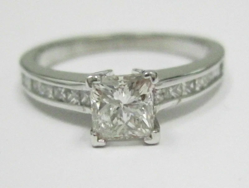 diamond ring for women -1.23 TCW Princess Cut Diamond Engagement Ring Size 7 H SI-2 14k White Gold