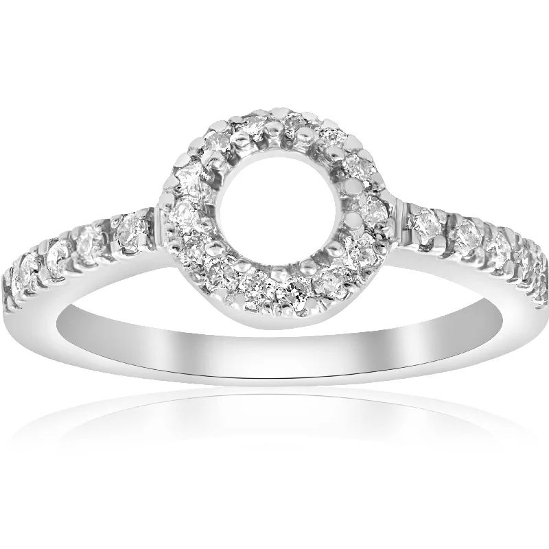 adjustable promise ring for couples -1/3ct Pave Halo 14K White Gold Diamond Engagement Setting Mount