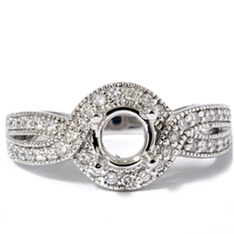 adjustable rings for women -1/3ct Vintage Diamond Semi Mount Engagement Ring Setting