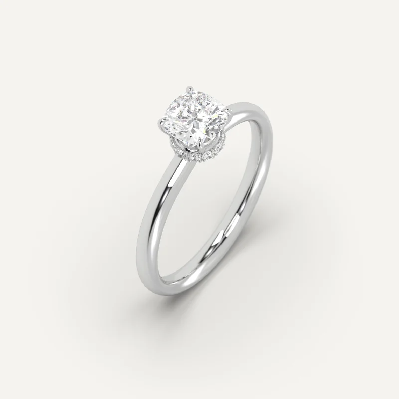 sterling silver ring for women -1 carat Cushion Cut Diamond Ring