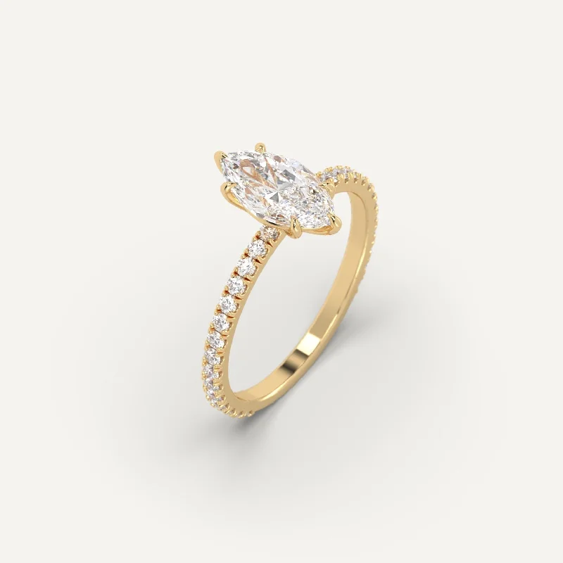 elegant gold ring for women -1 carat Marquise Cut Diamond Ring