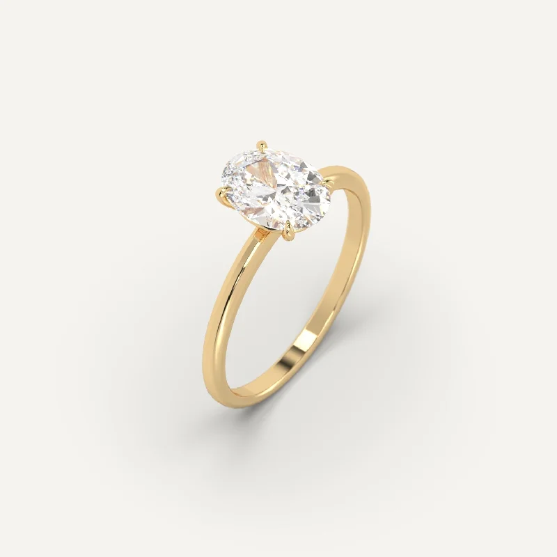 unique gold engagement ring for her -1 carat Oval Cut Diamond Ring