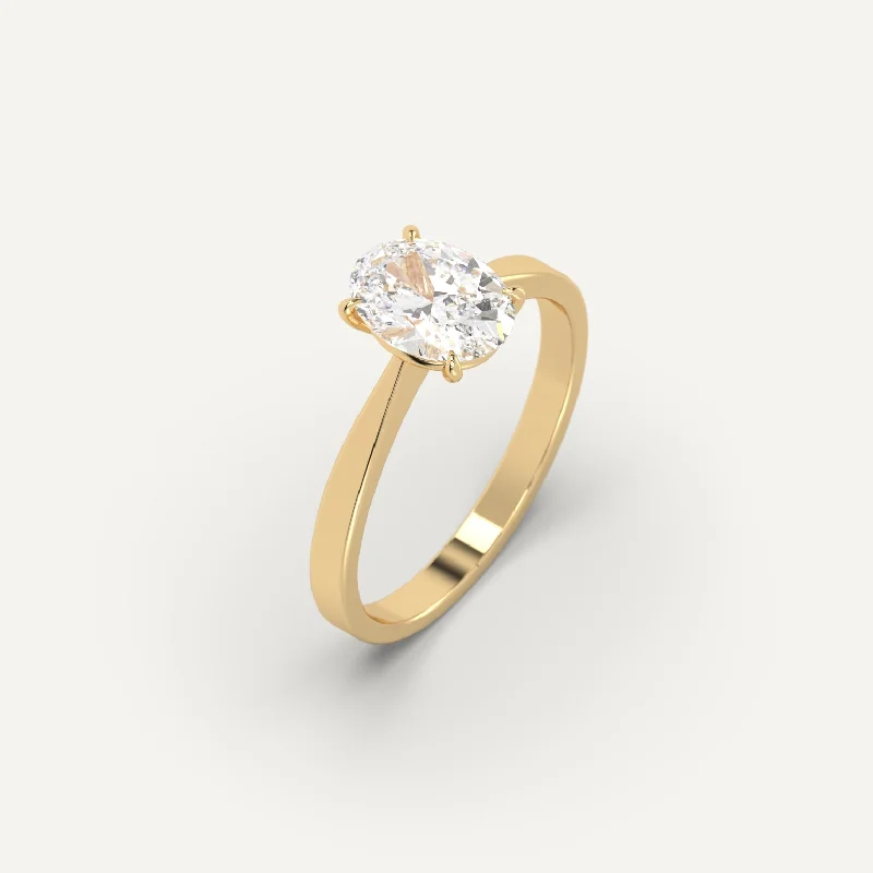 simple gold ring for everyday wear -1 carat Oval Cut Diamond Ring