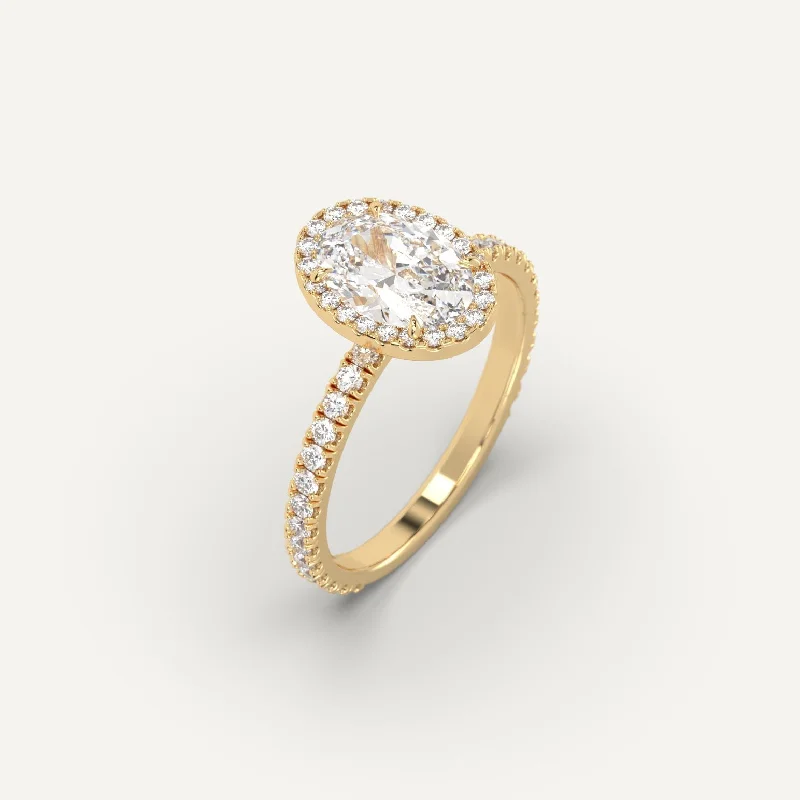 gold signet ring for men -1 carat Oval Cut Diamond Ring