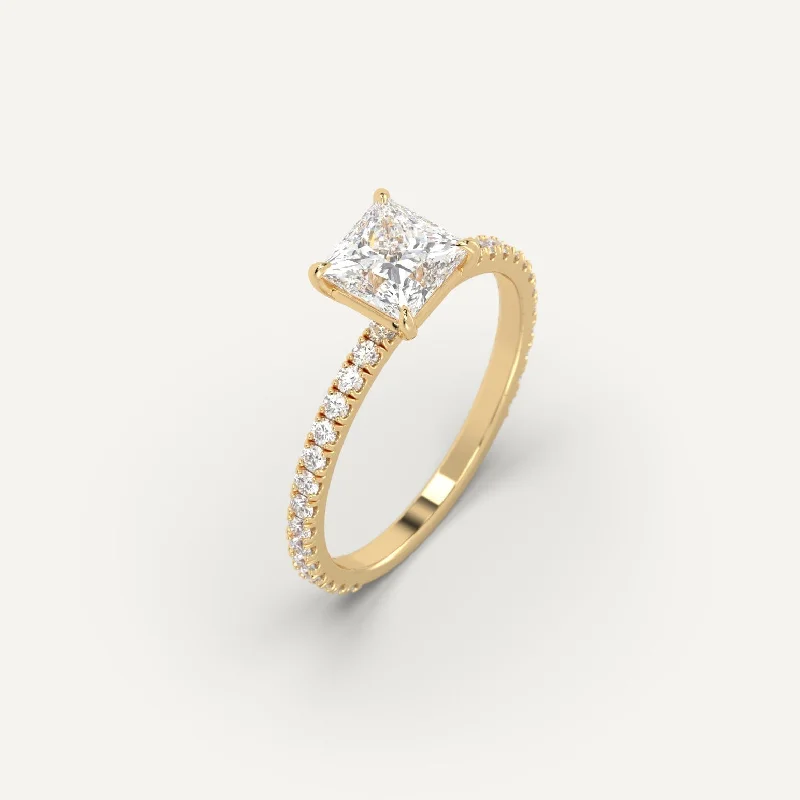 rose gold diamond ring for women -1 carat Princess Cut Diamond Ring