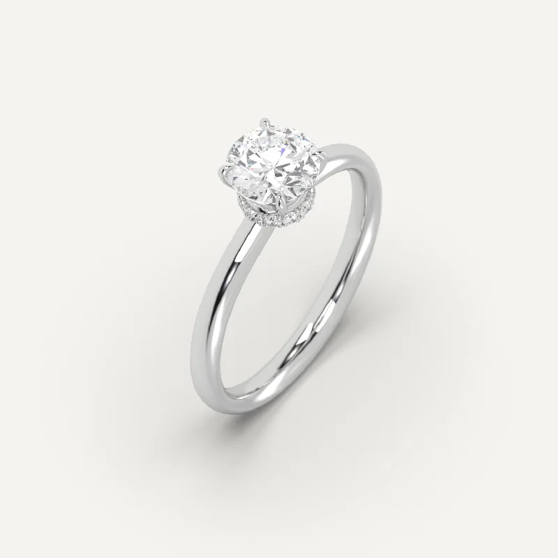 platinum engagement ring for women -1 carat Round Cut Diamond Ring