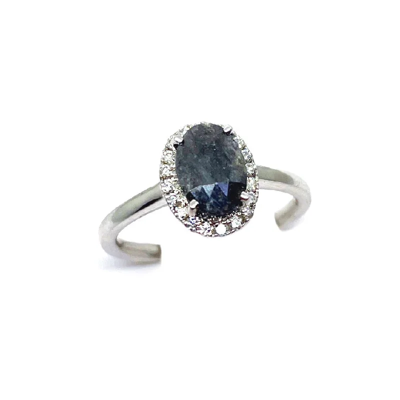 sterling silver engagement ring for men -10k Natural Black Diamond Ring