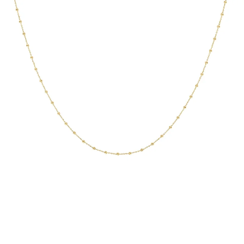 chunky gold necklace for fashion lovers -14KT GOLD MINI BALL CHAIN NECKLACE