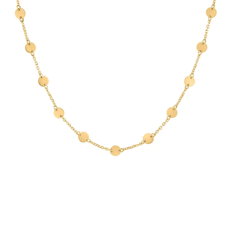 rose gold necklace for women -14KT GOLD MINI DISK CHAIN NECKLACE