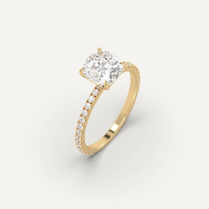 gold wedding ring for men with diamonds -2 carat Cushion Cut Diamond Ring