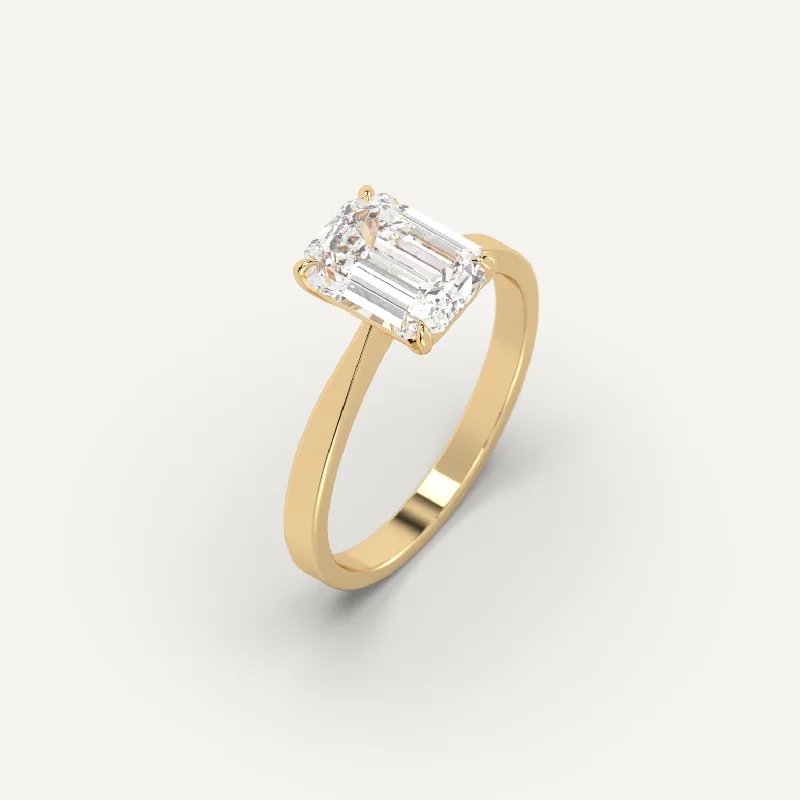 silver engagement ring with diamonds -2 carat Emerald Cut Diamond Ring