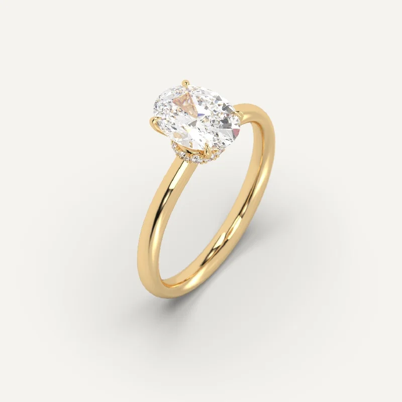 gold ring for men with initials -2 carat Oval Cut Diamond Ring