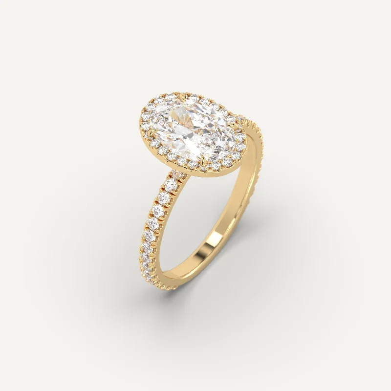 women’s gold band with diamonds -2 carat Oval Cut Diamond Ring