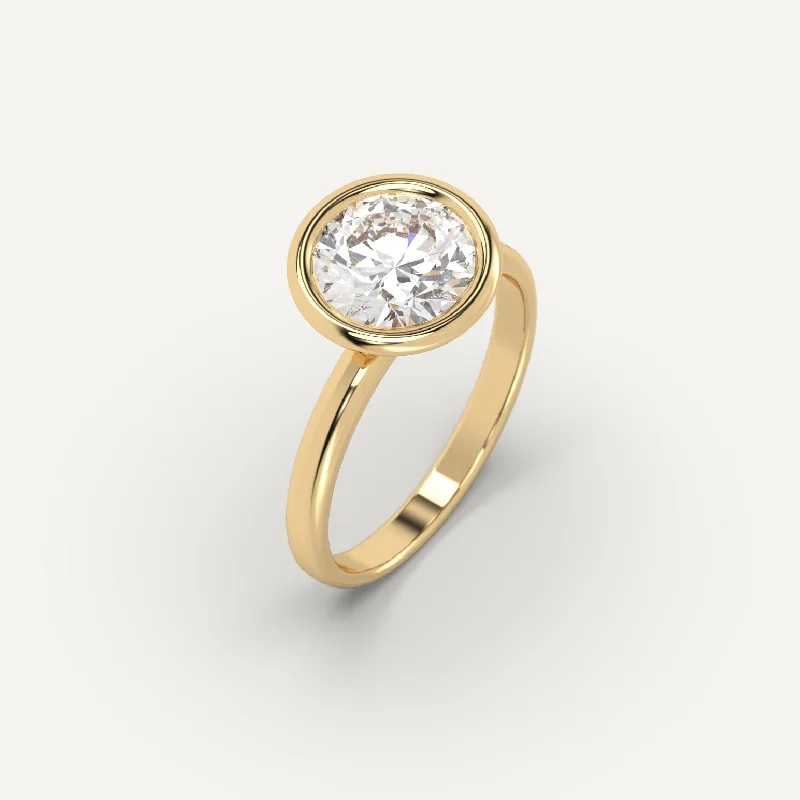 men’s gold wedding ring with diamonds -2 carat Round Cut Diamond Ring