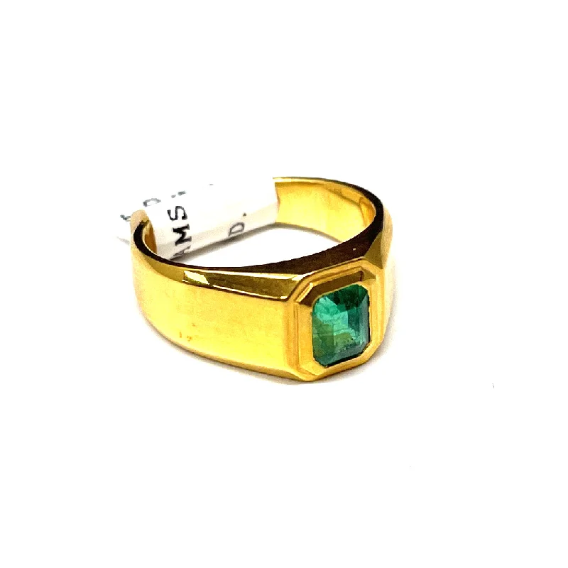 gold ring for men with initials -22k Gold Emerald Ring