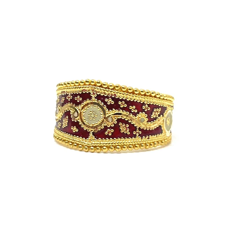 women’s ring with emerald stones -22k Gold Ring