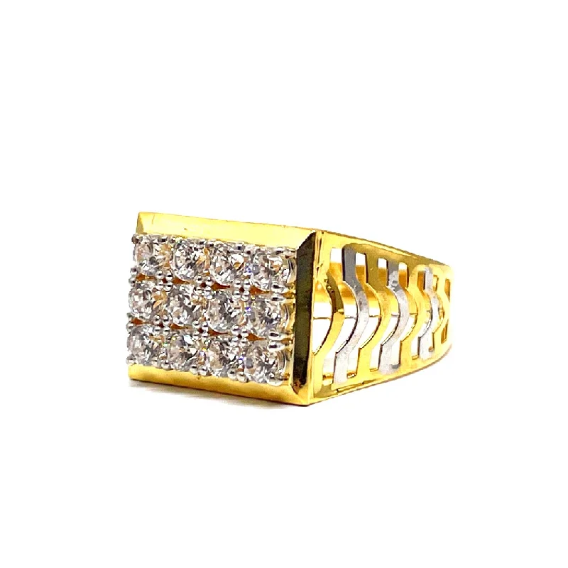 silver engagement ring with diamonds -22k Gold Ring