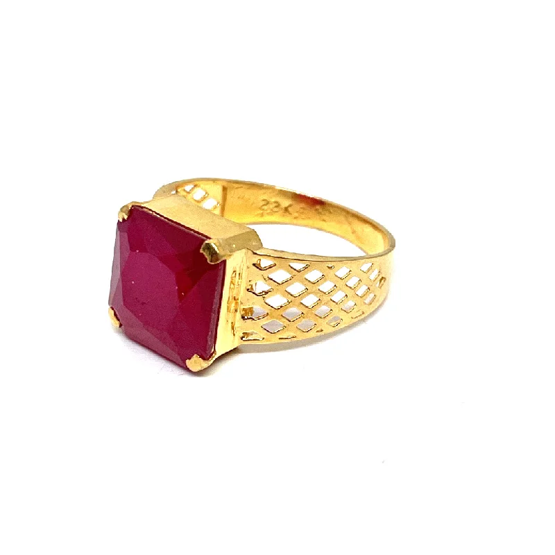 pink sapphire ring for women -22k Gold Ring