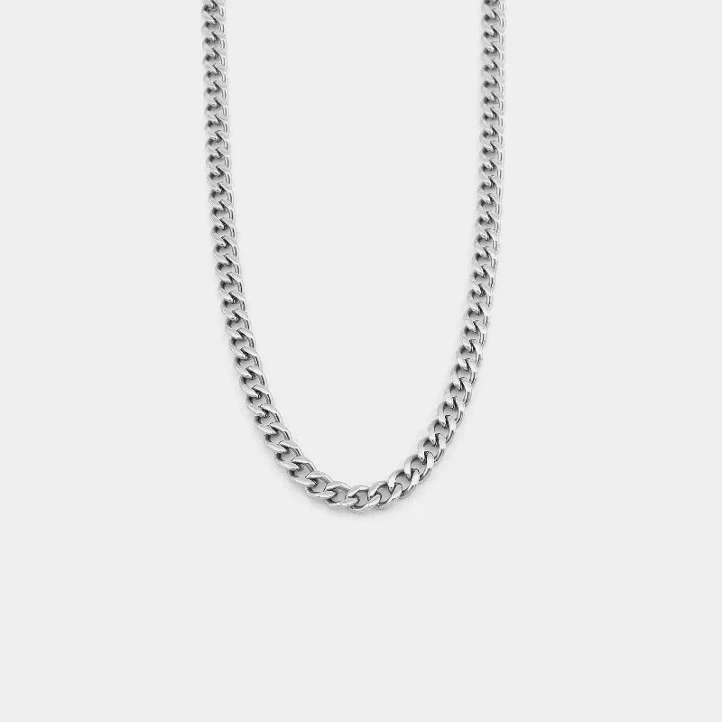 handmade gold necklace for special occasions -Curb Chain - Silver