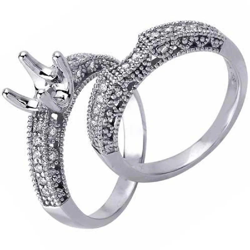 platinum engagement ring for women -5/8ct Diamond Engagement Matching Wedding Ring Setting