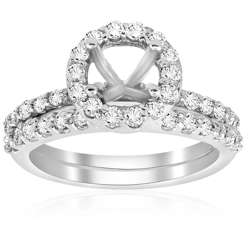 stackable rings for women -7/8ct Diamond Engagement Wedding Ring Setting 14K White Gold Mounting