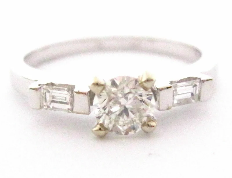 minimalist engagement ring for women -.70 TCW Round & Baguette Diamonds Engagement/Anniversary Ring Size 7 G VS2 14k