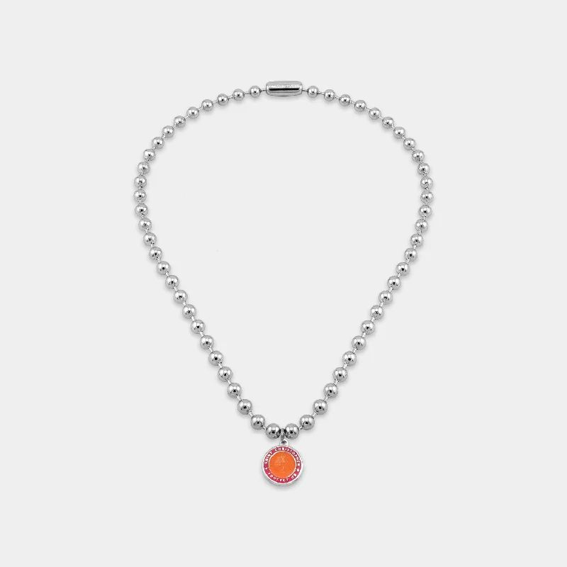 modern pendant necklace for women -90's Chunky Ball Chain Choker - Orange / Hot Pink