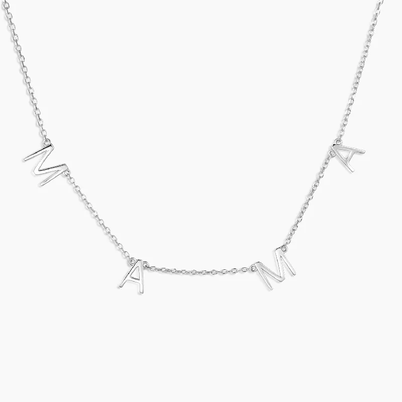 stylish gold necklace for everyday wear -925 Sterling Silver Dainty Link Chain with the Message Mama