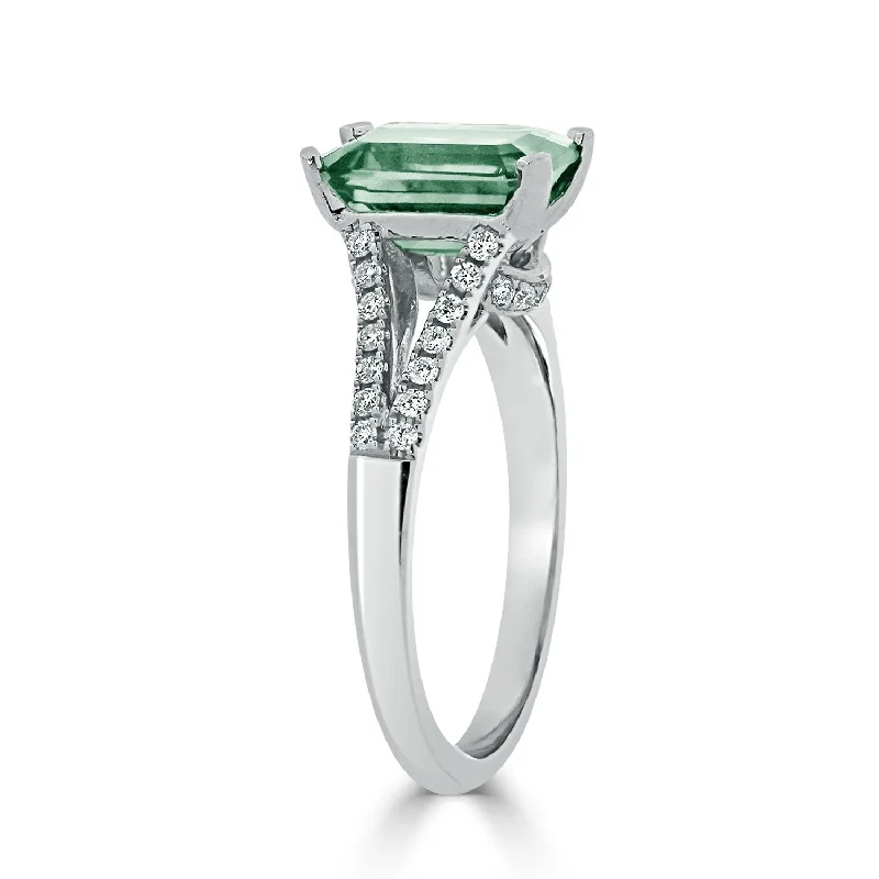 elegant diamond wedding ring for women -Auriya 1 1/4ct Fancy Emerald-cut Green Amethyst and Diamond Engagement Ring 1/4ctw 14k Gold