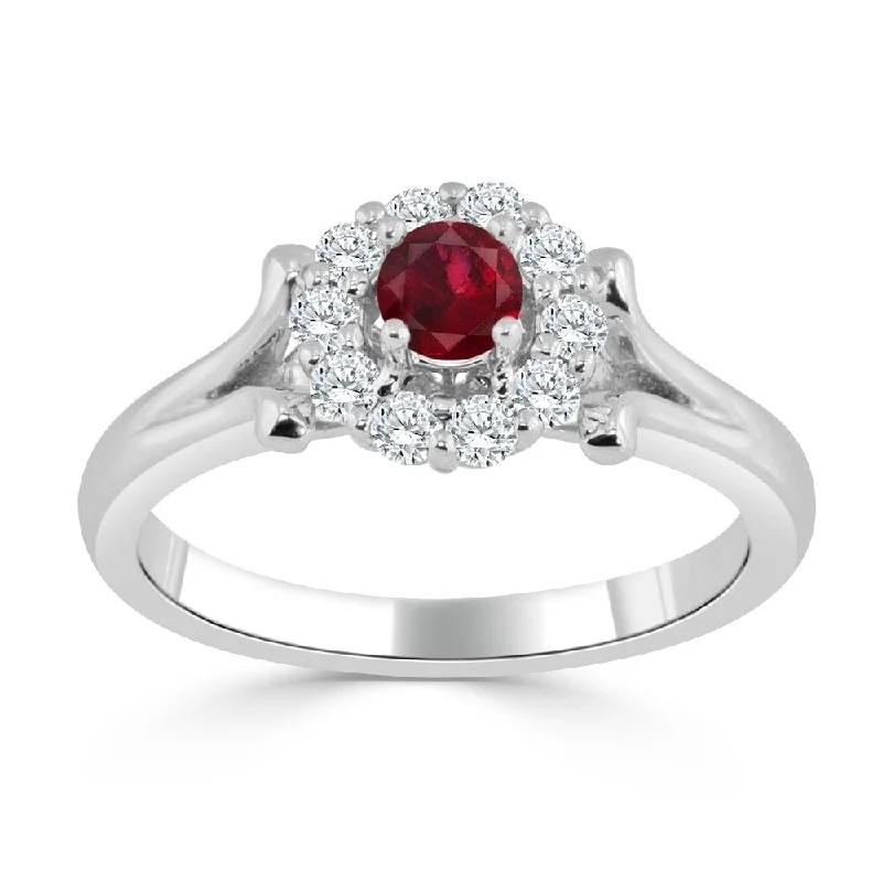 custom birthstone ring for men -Auriya 14K Gold 1/4ct Ruby and 1/3ct TDW Diamond Engagement Ring (H-I, SI1-SI2) - Red