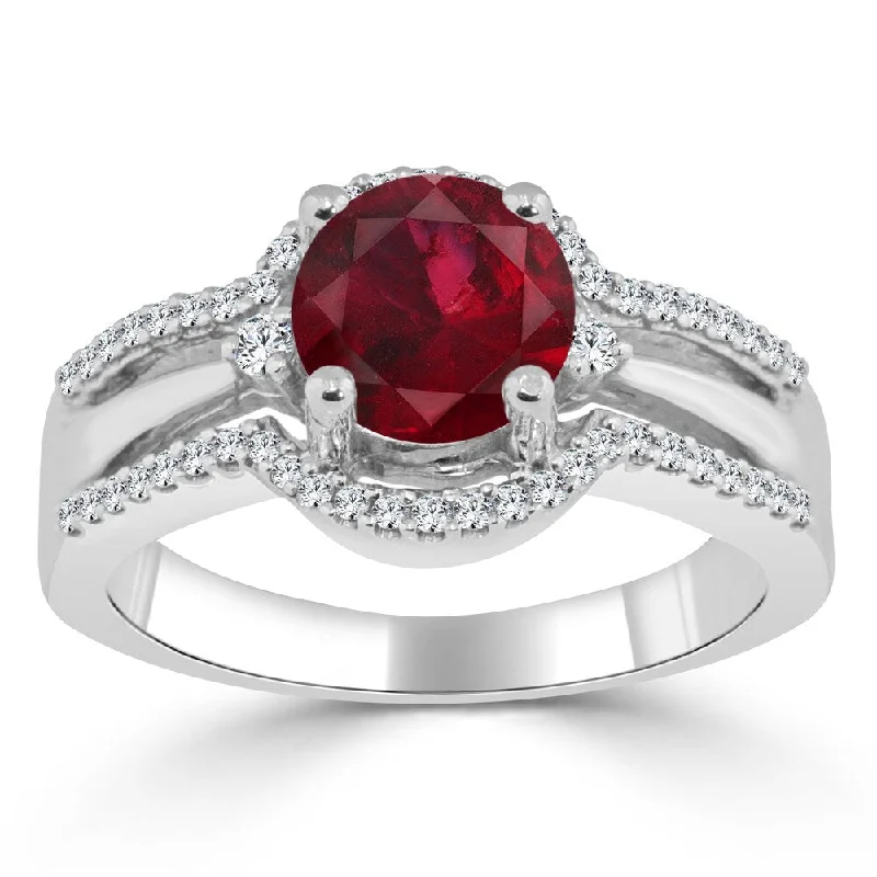 opal engagement ring for women -Auriya 14k Gold 1ct Ruby and 1/5ct TDW Round Halo Diamond Engagement Ring