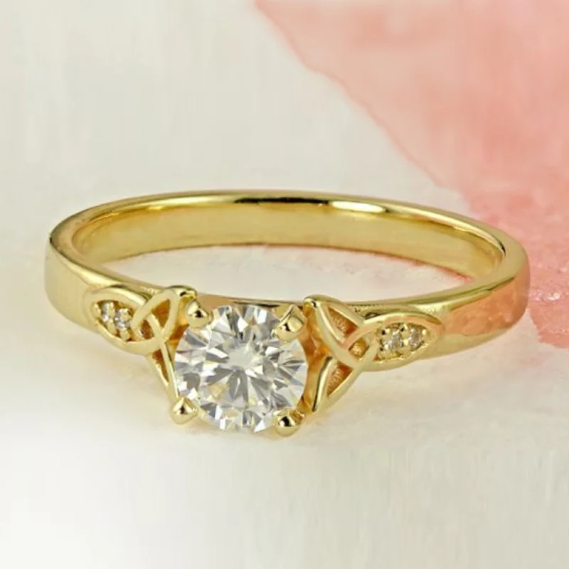 large statement ring for women -Auriya 14k Gold Modern 1ct Round Moissanite Engagement Ring