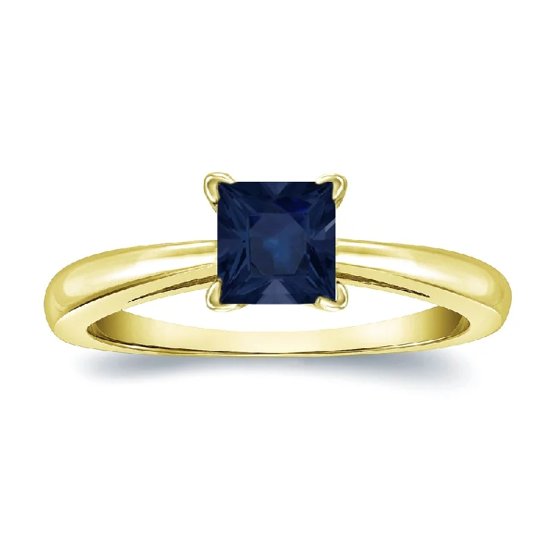 custom gold wedding band for couples -Auriya 14k Gold Princess-cut Sapphire Solitaire Engagement Ring 1/4ct TGW