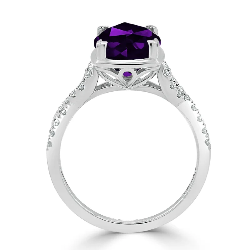 sterling silver wedding rings for men -Auriya 2 1/3ct Cushion-cut Purple Amethyst and Diamond Engagement Ring 1/5ctw 14kt Gold