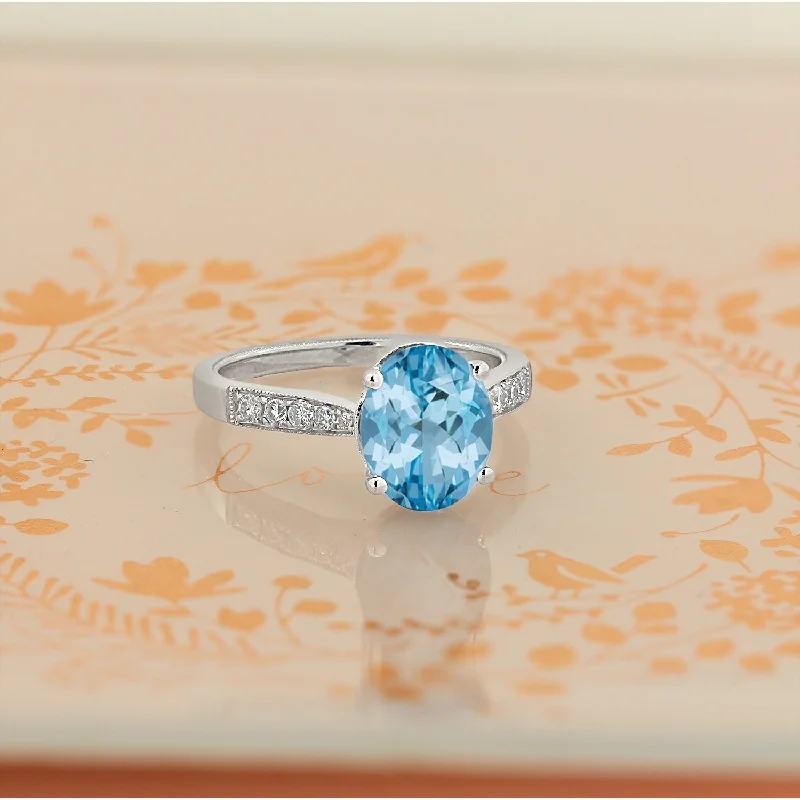 unique rings for men -Auriya 3 1/3ct Fancy Oval Sky Blue Topaz and Diamond Engagement Ring 1/4ctw 14k Gold